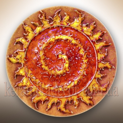 Декоративная красивая глазурованная тарелка с изображением спирали купить на подарок Украина