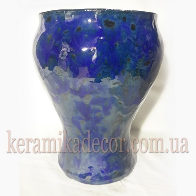 Керамическая синяя, морское дно, классическая изысканная глазурованная ваза для цветов купить для интерьера, для дома, квартиры, дачи, офиса, ресторана  Киев Украина