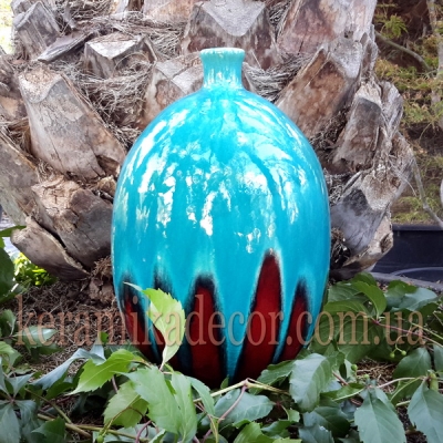Керамическая глазурованная ваза-бутылка для цветов купить для интерьера, для дома, квартиры, дачи, офиса, ресторана  Киев Украина