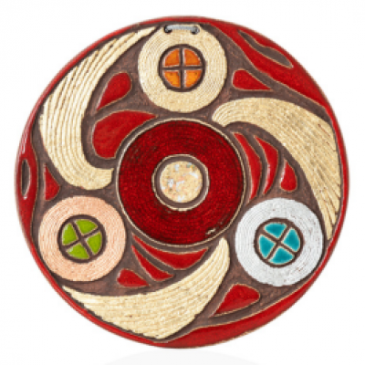 Керамічний диск "Народження Cвітів" глазур-золото