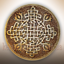 Декоративна тарілка-диск "Обережний хрест" d24 золото