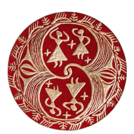 Декоративна тарілка "Танок богинь" d30 глазур-золото